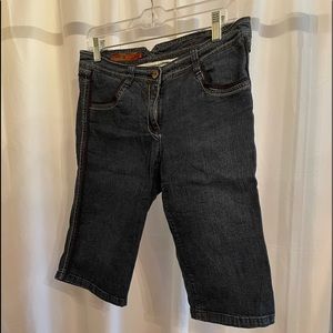 Marc Aurel dark wash shorts with navy detail